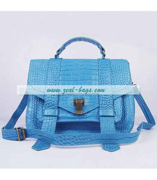 Knockoff Proenza Schouler Suede PS1 Satchel Bag in Light Blue Croc Veins